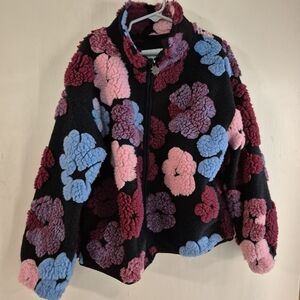 NWOT - Lucky Brand Floral Fleece Jacket in Pink and Blue - Kids Size Small 7/8
